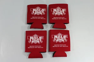 Beer Can Koozies Nola Brewing Co Brewed With Love In New Orleans Red Lot of 4 - Picture 1 of 4