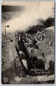 Cartolina fotografica "Combattere l'attacco gas" WW1 B&W - Foto 1 di 2