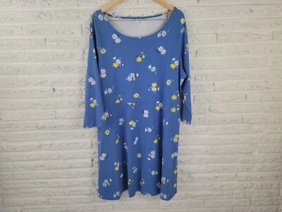 Old Navy Womens Dress XXL Shirt Fit Flare 3/4 Sleeve Blue Floral Pullover Boat - Image 1 of 4