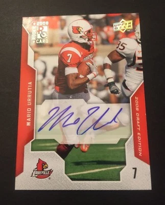 Mario Urrutia Louisville Jets 2008 Upper Deck Signed Auth Auto Certified JG7 - Image 1 of 2