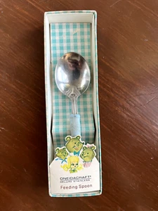 VTG Oneida Deluxe Stainless Infant Feeding Spoon W/box Oneidacraft Puss N Boots - Picture 1 of 12