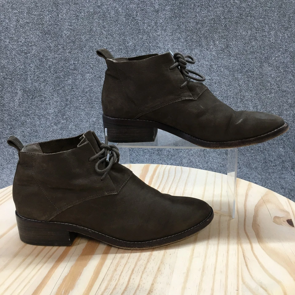 Eileen Fisher Botines Mujer 10 Gris Rey Con Cordones Tacón Bloque Informal Gamuza Foto 1 de 4