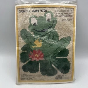 Vintage WOOLZEE I Can Do It Spring Song Frog Counted QuikStitch Kit 9" X 12" - Picture 1 of 9