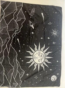 Sun And Moon Tapestry Black and White Wall Art 30” x 40” New Vintage Art  - Picture 1 of 8