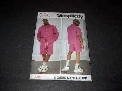 Simplicity Pattern 9758 Men's Casual LS/SS Button Front Shirt / Shorts 34~42 Unc - Image 1 of 3