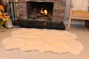 50% de descuento alfombra de lujo sintética de piel de oveja blanca marfil 3' x 5' - Imagen 1 de 3