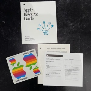 Vintage Apple Mac Resource Manual Guide & Stickers 1980s 1990s Macintosh Rainbow - Photo 1/6