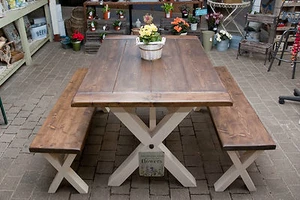 Farmhouse Dining Tables and Benches Solid Wood Handmade - Picture 1 of 11