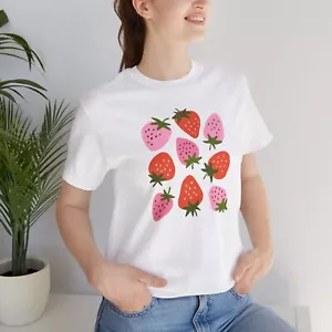 Cottagecore Strawberries Short Sleeve T-Shirt   - Picture 1 of 5