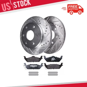 Rear Drilled Rotors Ceramic Brake Pads for 2004-2008 Ford F-150 Lincoln Mark LT - Picture 1 of 3