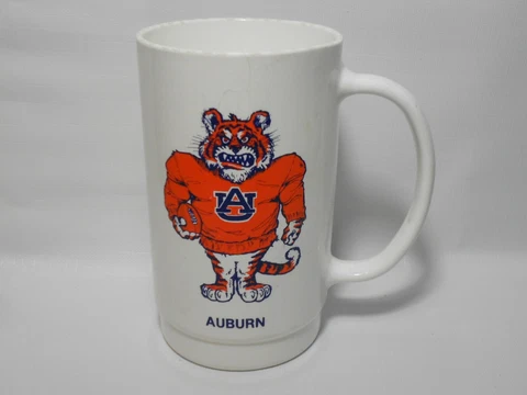 Vintage 1987 Auburn Tigers Football Aubie Mascot Schedule Plastic Cup Mug Cover