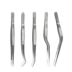 5pc Professional Chef Plating Kit TWEEZERS Tongs Stainless Steel Offset Tool Set - Picture 1 of 6