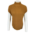 Isaac Mizrahi Shaker Stitch Dropped Shoulder Mock-Neck Sweater Toffee Small Size