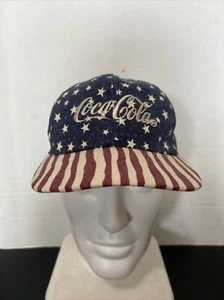 Sombrero Coca-Cola Coca-Cola Vintage Bandera Americana Hecho en EE. UU. Estrellas Rayas Años 90 - Imagen 1 de 7