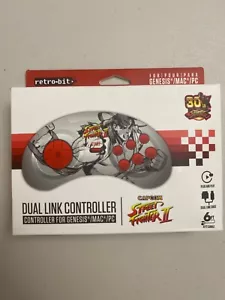 Retro-Bit Street Fighter Ryu Genesis USB Dual Link Controller white Sega PC Mac - Picture 1 of 4