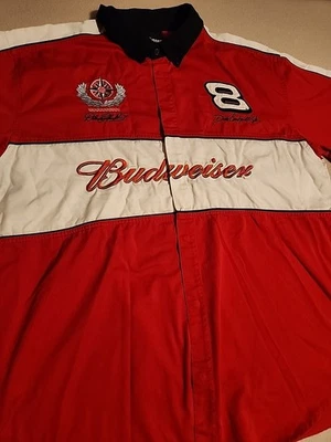 Vintage Chase Authentics Men's Large Budweiser Earnhardt Snap Up Shirt Embroider - Image 1 of 4