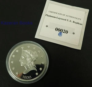 Windsor Mint Platinum Layered 1838 US $10 Liberty Eagle Coin & COA 00020 - Bild 1 von 8