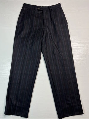 Etro Straight Leg Wool Blend Flannel Trousers Mens 30x30 Black Pinstripe - Image 1 of 4
