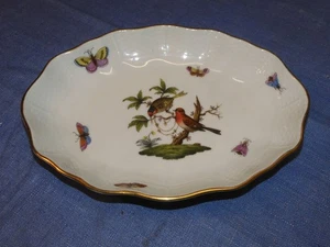 Alte Porzellanschale Herend Rothschild, Vögel und Insekten, Pressmarke - Bild 1 von 9