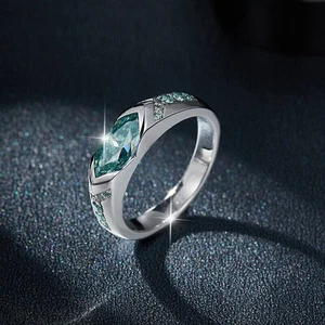 1.26ct Marquise Cut Moissanite Mens Ring Band Real 925 Sterling Silver J1/2-S - Picture 1 of 25