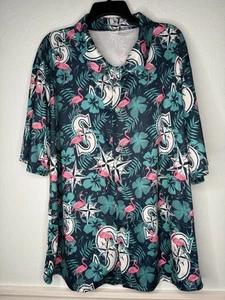Camisa con botones de los Seattle Mariners para hombre XL rosa flamencos logotipo de béisbol hawaiano - Imagen 1 de 4