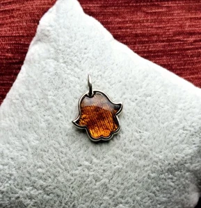 Silver Amber Pendant for Women-Cognac Color - Picture 1 of 3