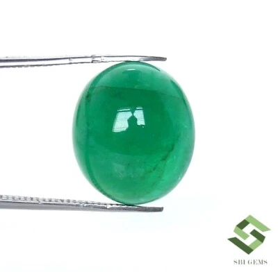 Cabujón ovalado esmeralda natural de 15x13 mm 10,54 CTS piedra preciosa suelta certificada Foto 1 de 4