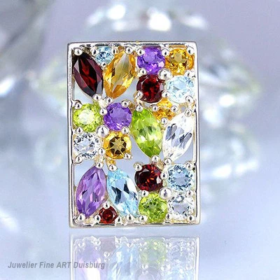 Rimorchio 925 Argento - Peridoto, Ametista, Granata,Citrino,Aquamarine,Zirconi - Immagine 1 di 4