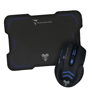 TECHMADE MOUSE USB+MOUSEPAD GAMING TM-M016 BLU - Foto 1 di 1