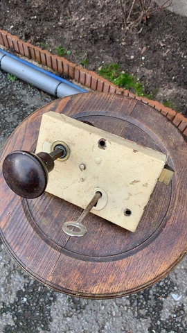 Fantastic Vintage Reclaimed Metal Door Lock, Handles And Key (C2) Cover
