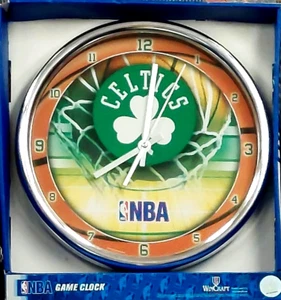 Boston Celtics 12" Chrome Plated Retro Wall Clock Wincraft - Picture 1 of 4