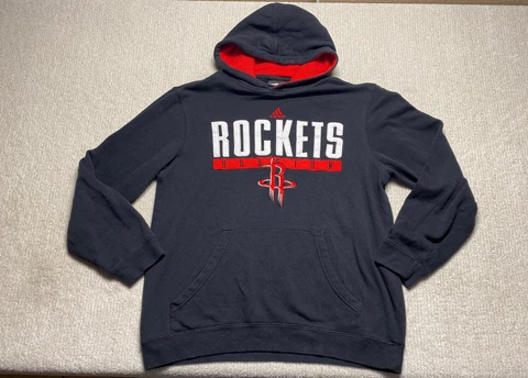 Adidas Rockets Houston Mens Hoodie Medium Black Pullover Sweater Cover