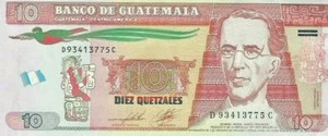 10 Quetzales Guatemala Lightly Circulated Paper Banknote - Picture 1 of 2