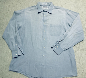 Burberry Mens 17.5/34 Vintage Dress Shirt Blue Cotton Long Sleeve