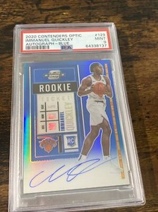 2020 Panini Contenders Optic Immanuel Quickley Blue Rookie Ticket Auto /99 PSA 9