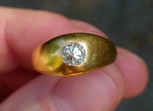 Anillo de compromiso solitario de diamantes gitanos con una sola piedra Londres 1946 - Imagen 1 de 11