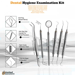 Juego Dental Básico Espejo Explorador Pinzas Universitarias Dentología Examinar Estudiante Kit - Imagen 1 de 7