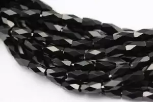 Black Crystal Glass Faceted Rice Tube Beads 4x7mm 15.5" Strand - Picture 1 of 2