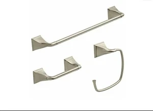 Delta Everly 3 Stück Handtuchring, Toilettenpapierhalter, Handtuchhalter - Nickel gebürstet - Bild 1 von 3