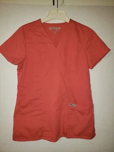 Grey's Anatomy by BARCO Women's V-Neck Short Sleeve Apricot Scrub Top Size Small - Picture 1 of 9