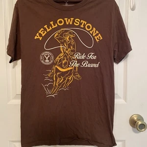 T-Shirt "Yellowstone" Unisex Small Kurzarm braun schneller Versand - Bild 1 von 3