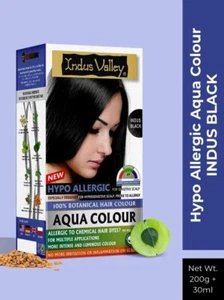 Indus Valley Hypo Allergic Aqua Color Grey Hair Coverage Sensitive Scalp - Black - Picture 1 of 5