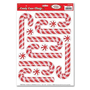 Calcomanía Pegatina Beistle PEPPERMINT CANDY CAÑA SE PEGA Navidad Artesanía Ventana Espejo - Imagen 1 de 2