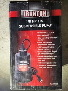Ironton 1/8 hp submersible pump