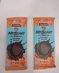 Rara barretta Mr Beast Feastables cioccolato sale marino 2,1 once 2 CONFEZIONI - Foto 1 di 6