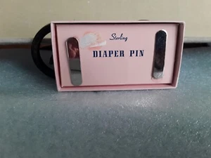 Vintage Raimond Sterling Silver Two Diaper Pins No Monogram in Original Box - Picture 1 of 8