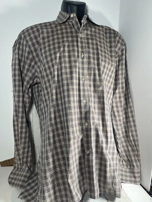 Hickey Freeman Woven in Italy Multicolor Plaid Button Up Soft 100% Cotton L - Image 1 of 4
