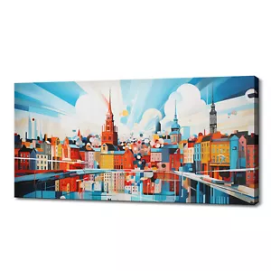 Helsinki City Abstract Skyline Landmarks Canvas Print Picture Wall Art Decor - Picture 1 of 9
