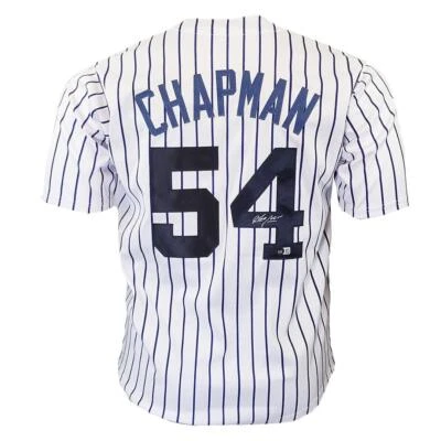 Aroldis Chapman Signed New York Pinstripe White Baseball Jersey (Beckett) - Image 1 of 3