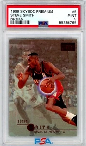 1996 Skybox Steve Smith Atlanta Hawks RUBIES Ruby Card # 5 PSA 9 Pop 1 Highest - Foto 1 di 1
